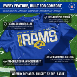 Los Angeles Rams NFL Youth Modern Endzone T-Shirt Unisex Boys Girls - Royal