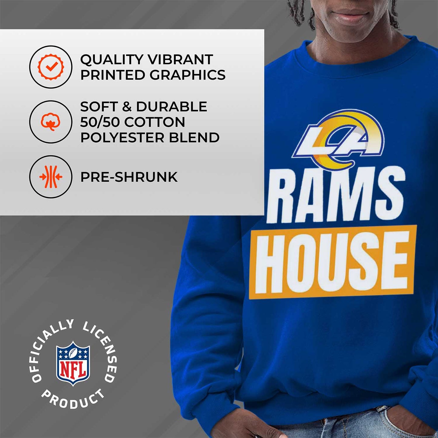 Los Angeles Rams NFL Adult Slogan Crewneck Sweatshirt - Royal