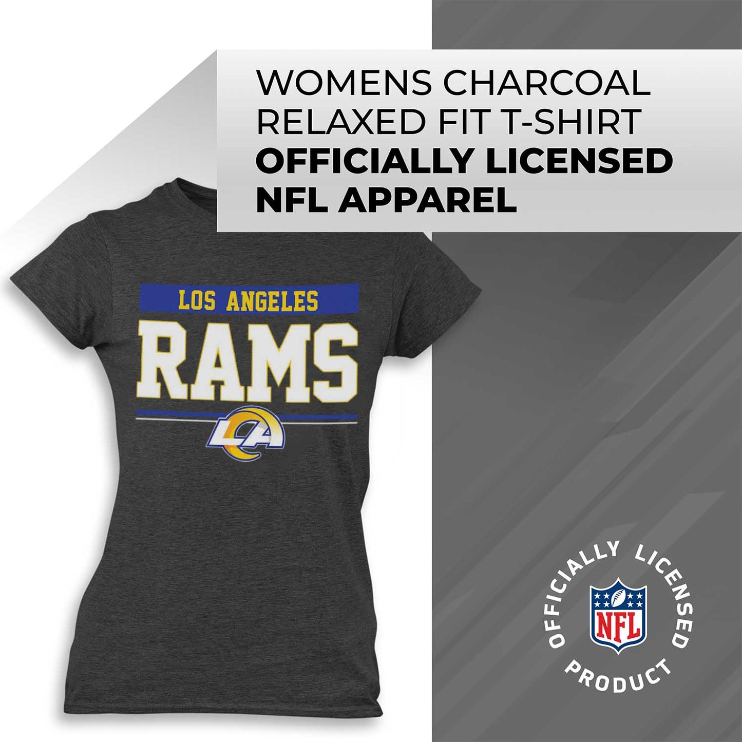 Los Angeles Rams NFL Women's Team Block Plus Sized Relaxed Fit T-Shirt - Charcoal