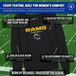 Los Angeles Rams NFL Womens Helmet French Terry Slouchy Top - Charcoal