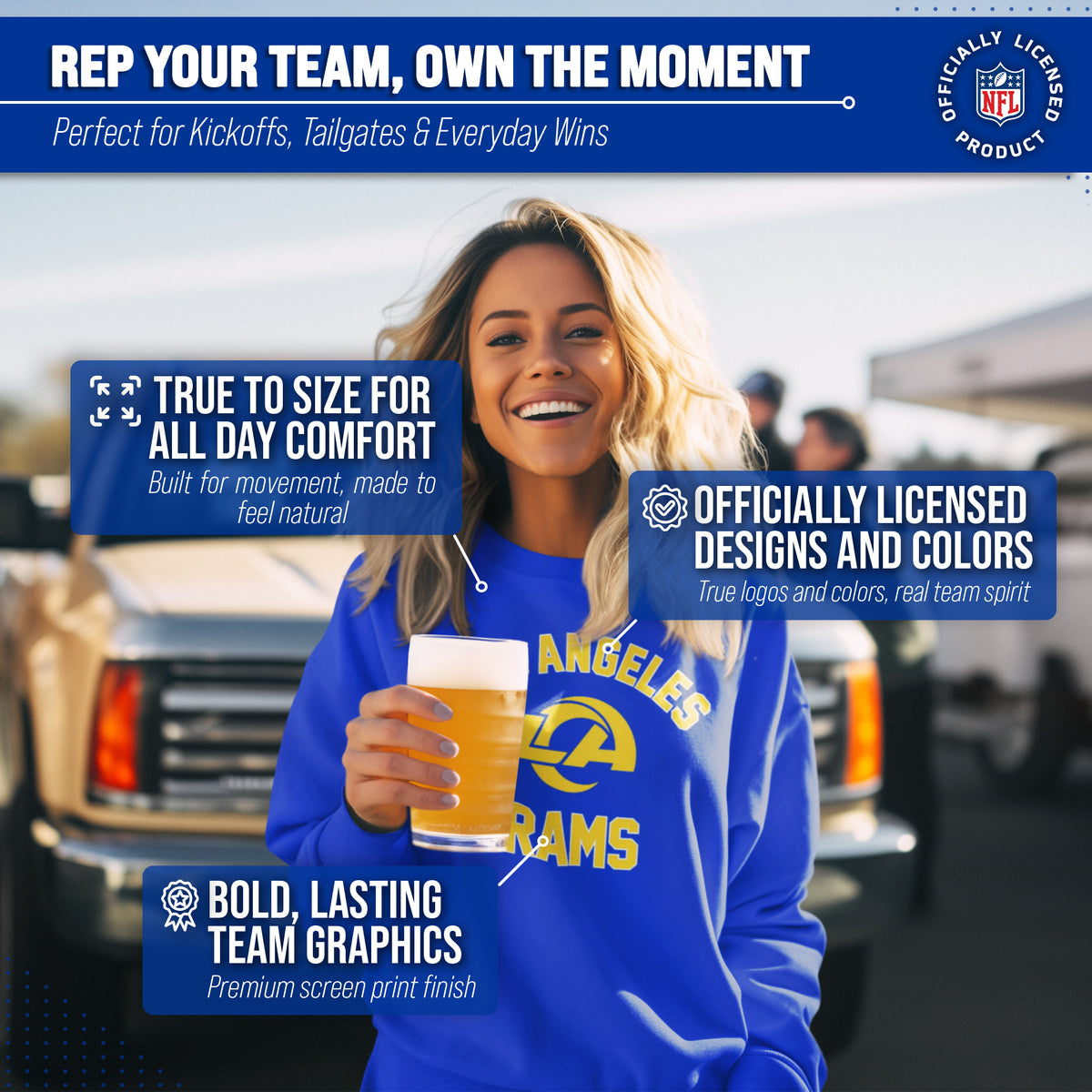 Los Angeles Rams NFL Adult Gameday Football Crewneck Sweatshirt - Royal