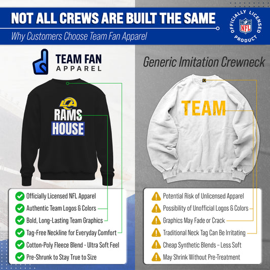 Los Angeles Rams NFL Adult Slogan Crewneck Sweatshirt - Black