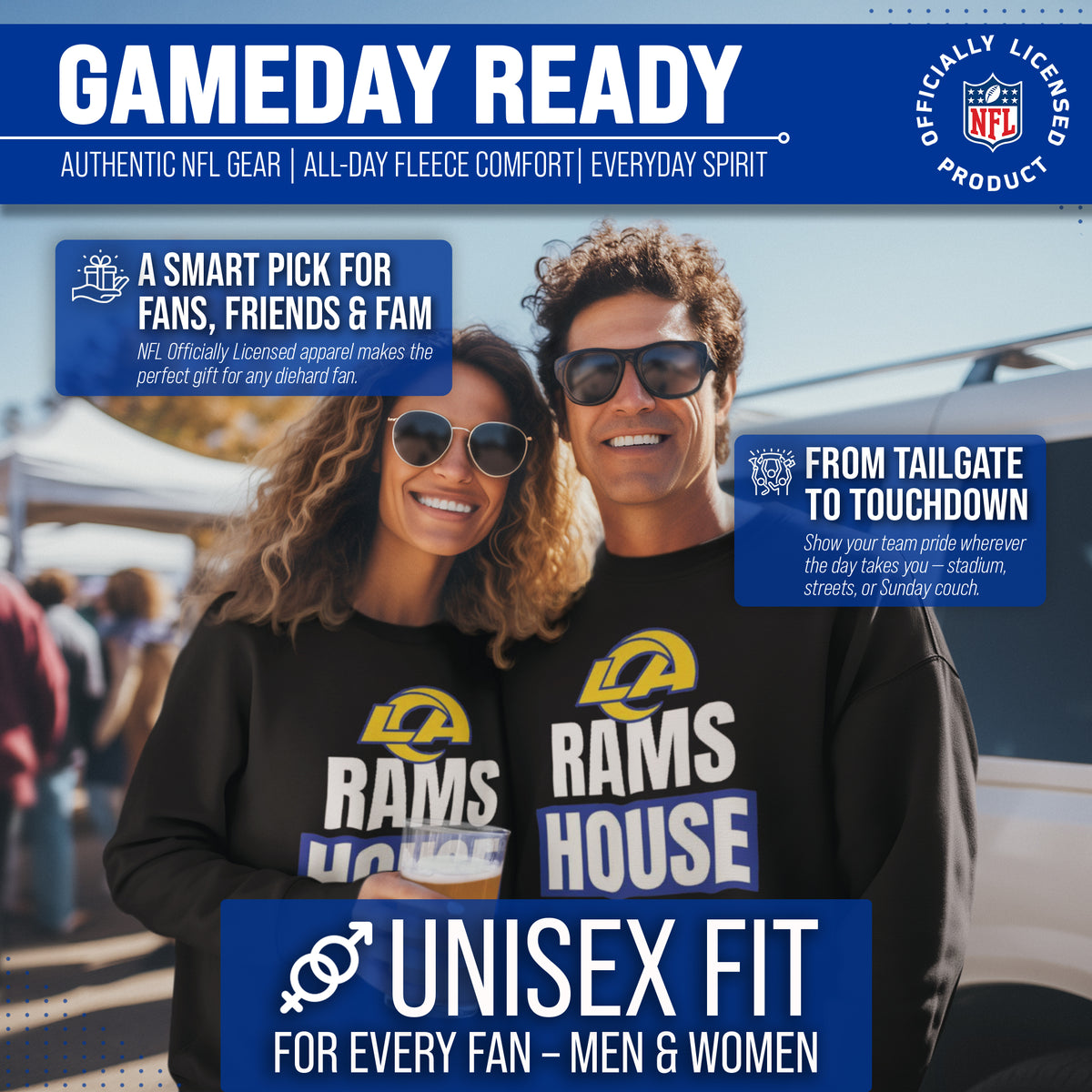Los Angeles Rams NFL Adult Slogan Crewneck Sweatshirt - Black