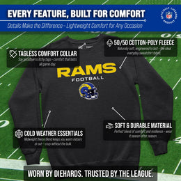 Los Angeles Rams Adult NFL Football Helmet Heather Crewneck Sweatshirt - Charcoal