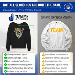 Los Angeles Rams NFL Womens Retro Triangle French Terry Slouchy Top- Raglan Sleeves - Heather Charcoal