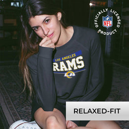 Los Angeles Rams NFL Womens Team Block French Terry Slouchy Top - Charcoal