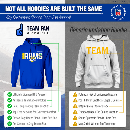Los Angeles Rams NFL Adult Unisex Modern Endzone Soft Fleece Hooded Sweatshirt - Royal