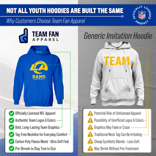 Los Angeles Rams NFL Youth Large Logo Fleece Hoodie Boys Girls - Royal