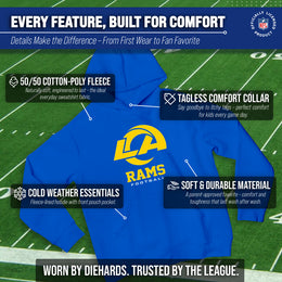 Los Angeles Rams NFL Youth Large Logo Fleece Hoodie Boys Girls - Royal