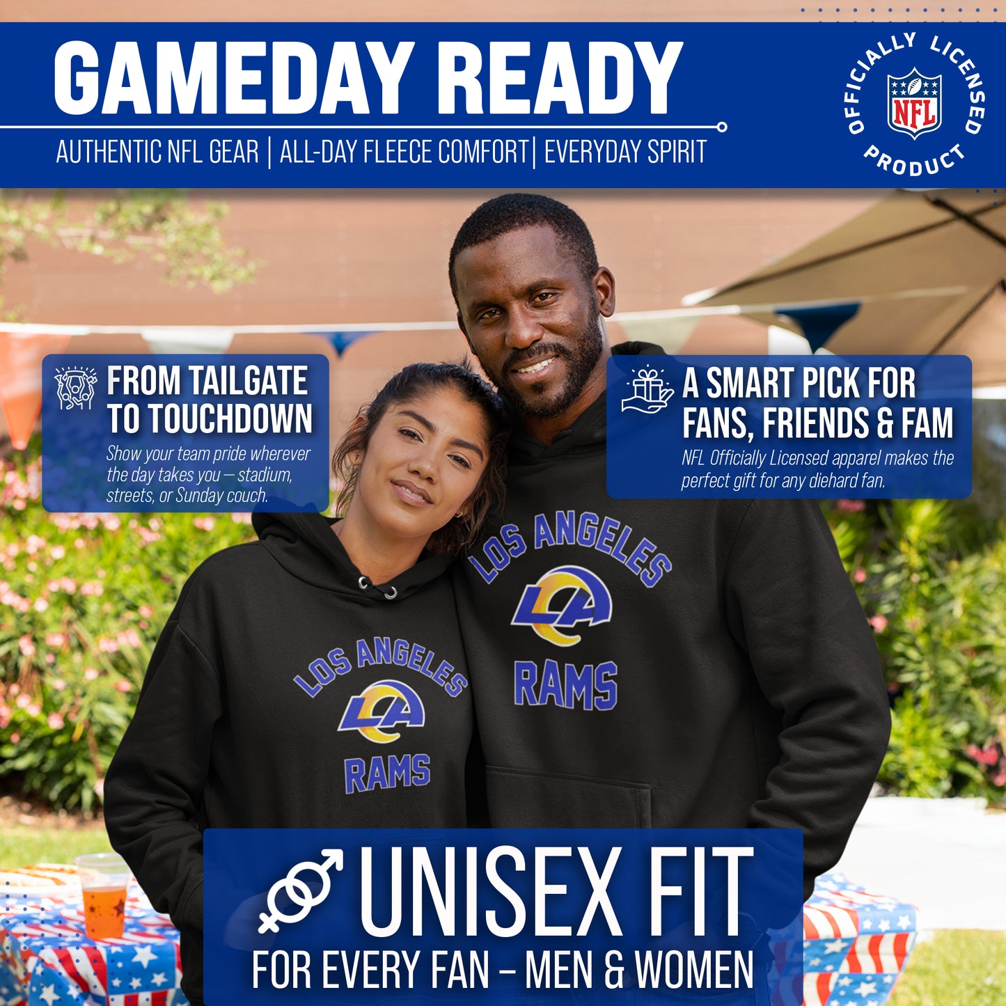 Los Angeles Rams Team Fan Apparel NFL  Gameday Hoodie - Black