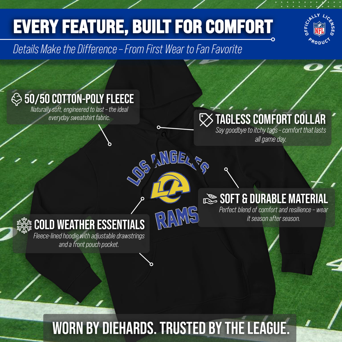 Los Angeles Rams Gameday Hoodie Pullover Sweatshirt - Black