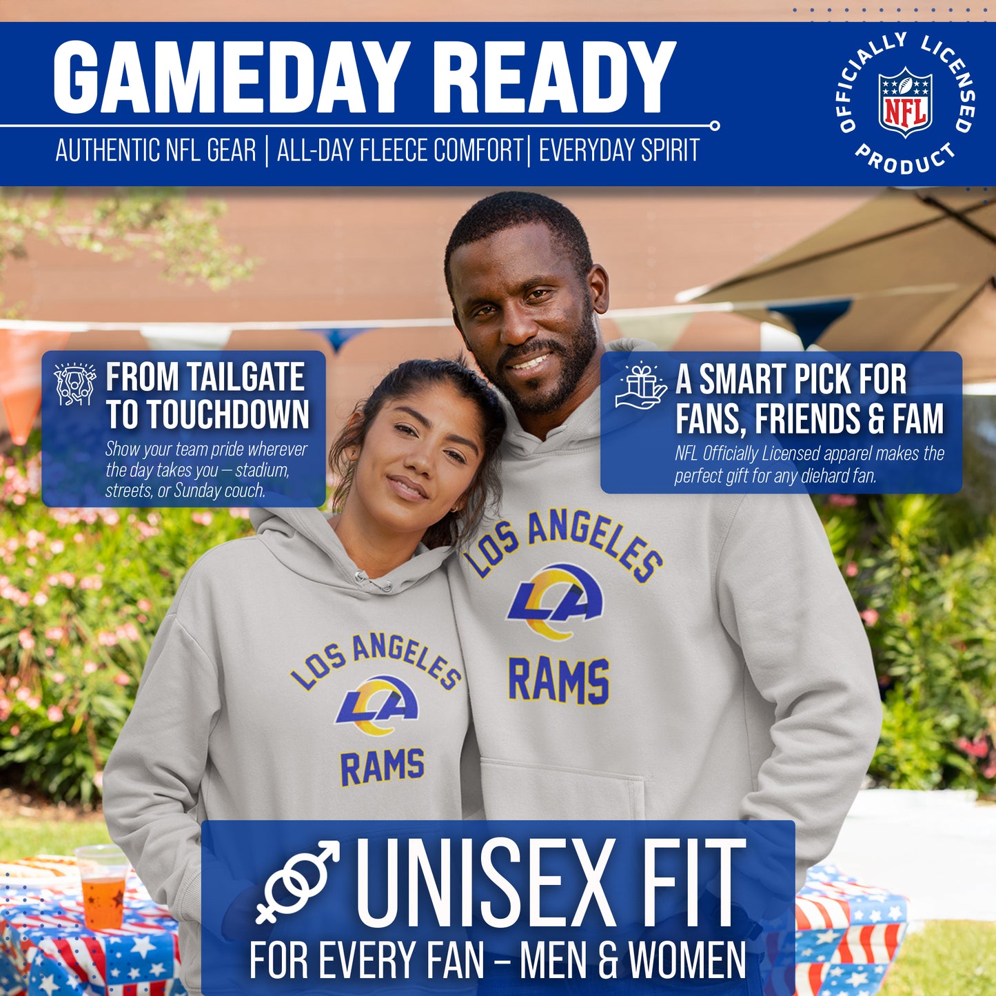 Los Angeles Rams Team Fan Apparel NFL  Gameday Hoodie - Sport Gray