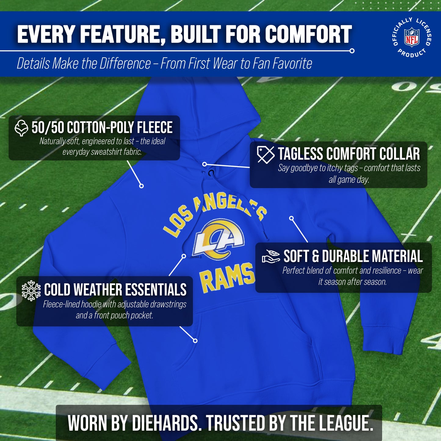 Los Angeles Rams Team Fan Apparel NFL  Gameday Hoodie - Royal