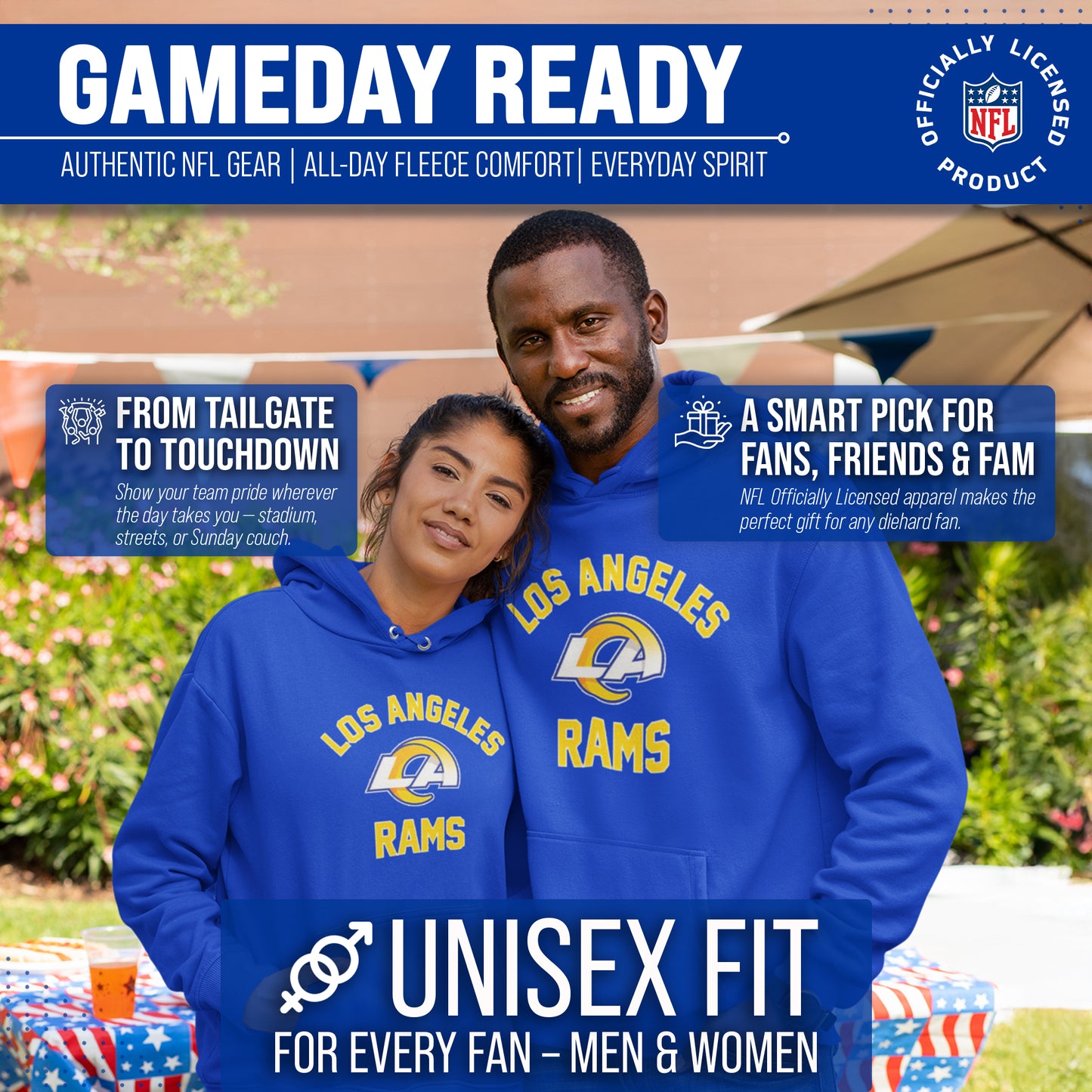 Los Angeles Rams Team Fan Apparel NFL  Gameday Hoodie - Royal