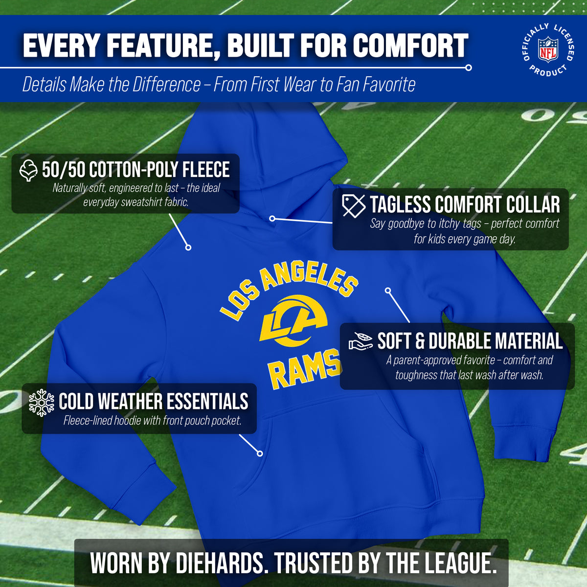 Los Angeles Rams Youth Gameday Hoodie Sweatshirt - Royal