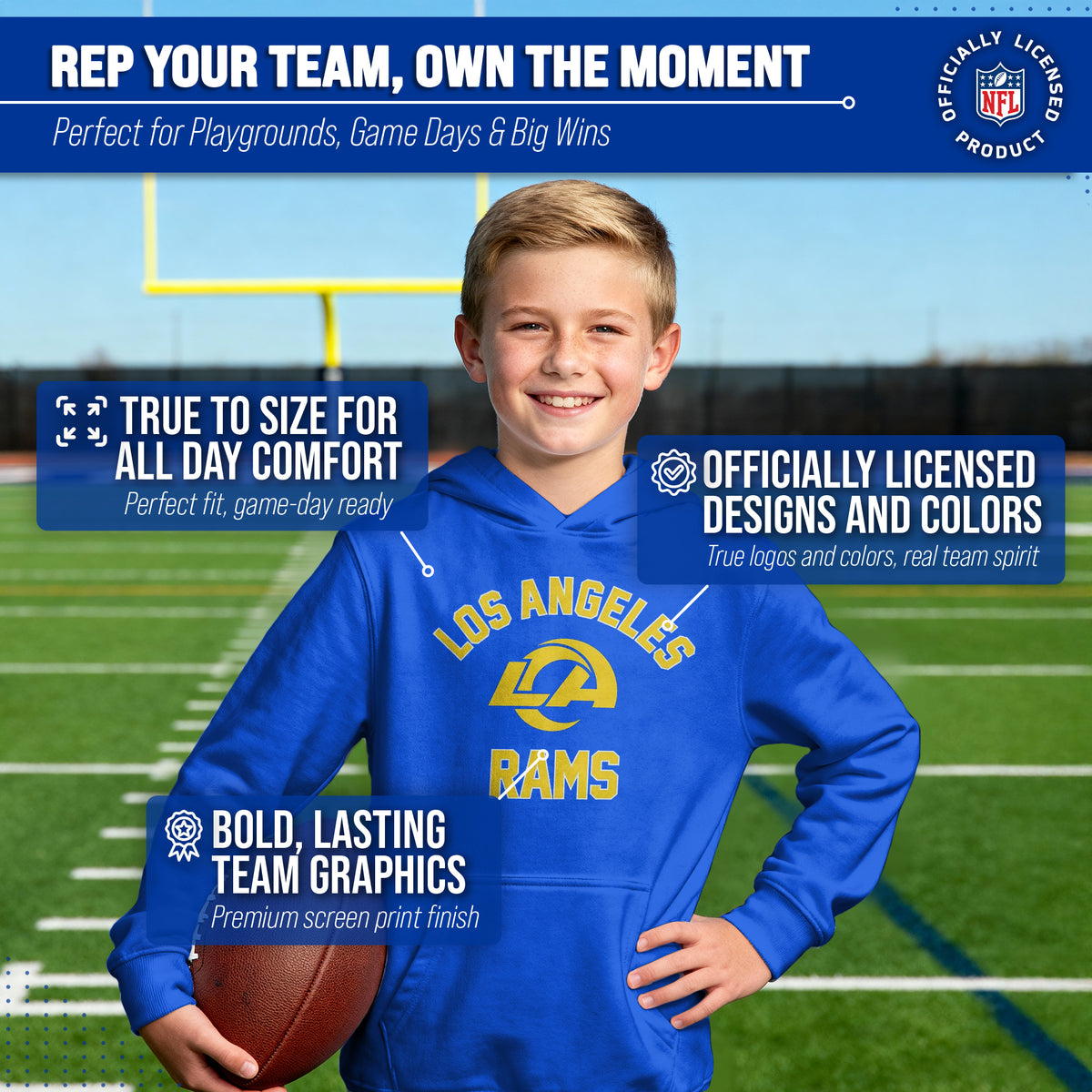 Los Angeles Rams Youth Gameday Hoodie Sweatshirt - Royal