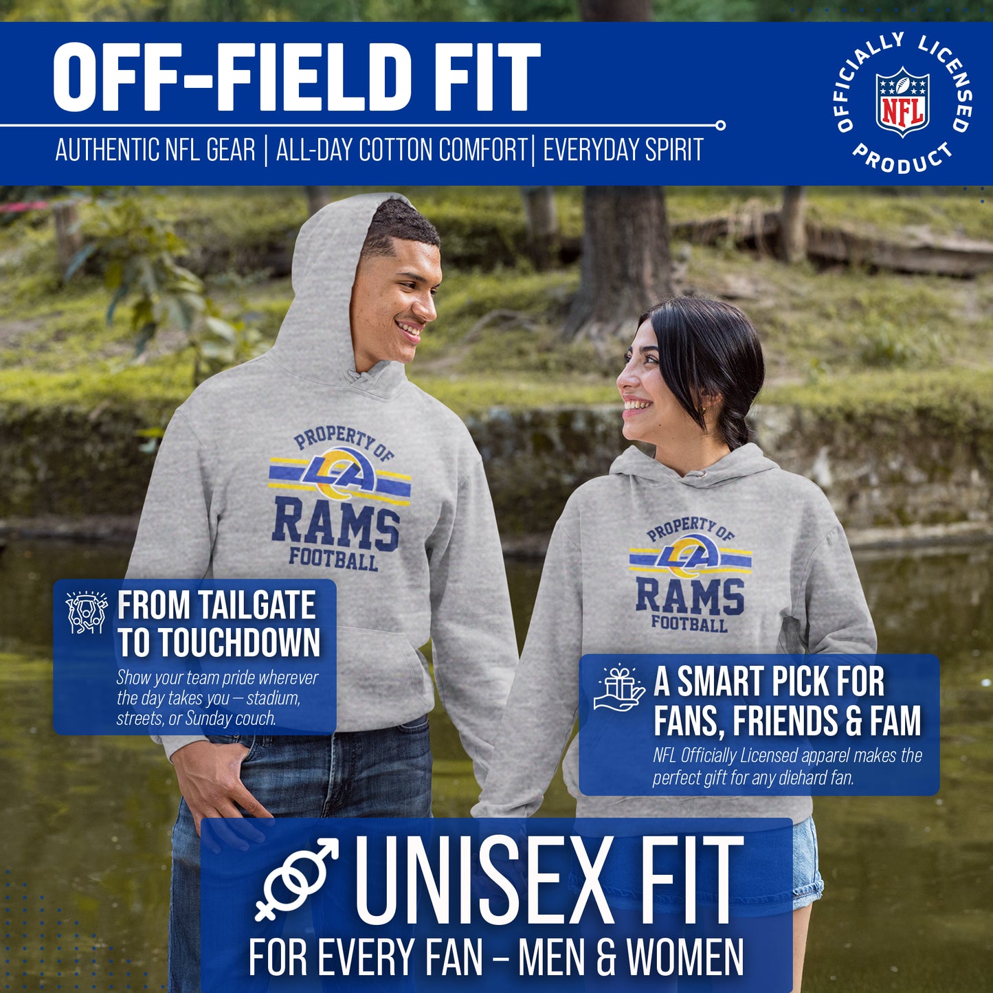 Los Angeles Rams NFL Adult Property Of Hooded Sweatshirt - Sport Gray