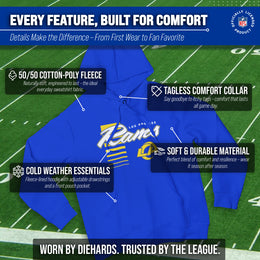 Los Angeles Rams NFL Adult Unisex Retro Script Ultra Soft Fleece Hooded Sweatshirt - Royal