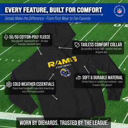 Los Angeles Rams Adult NFL Football Helmet Heather Hooded Sweatshirt  - Charcoal
