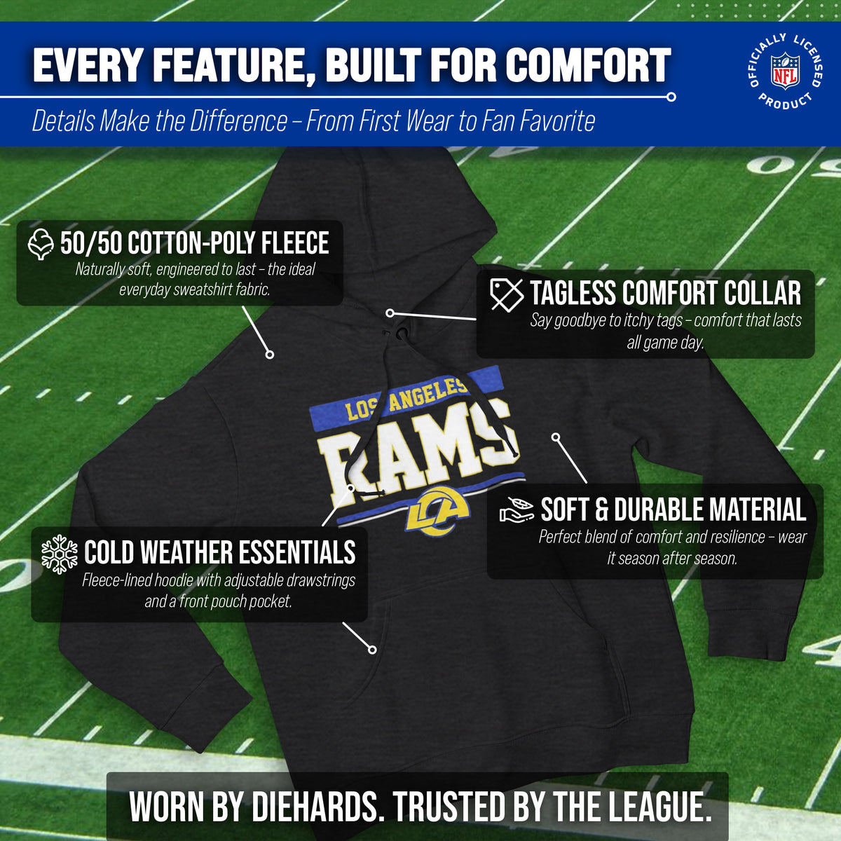 Los Angeles Rams Charcoal Gameday Hoodie - Charcoal