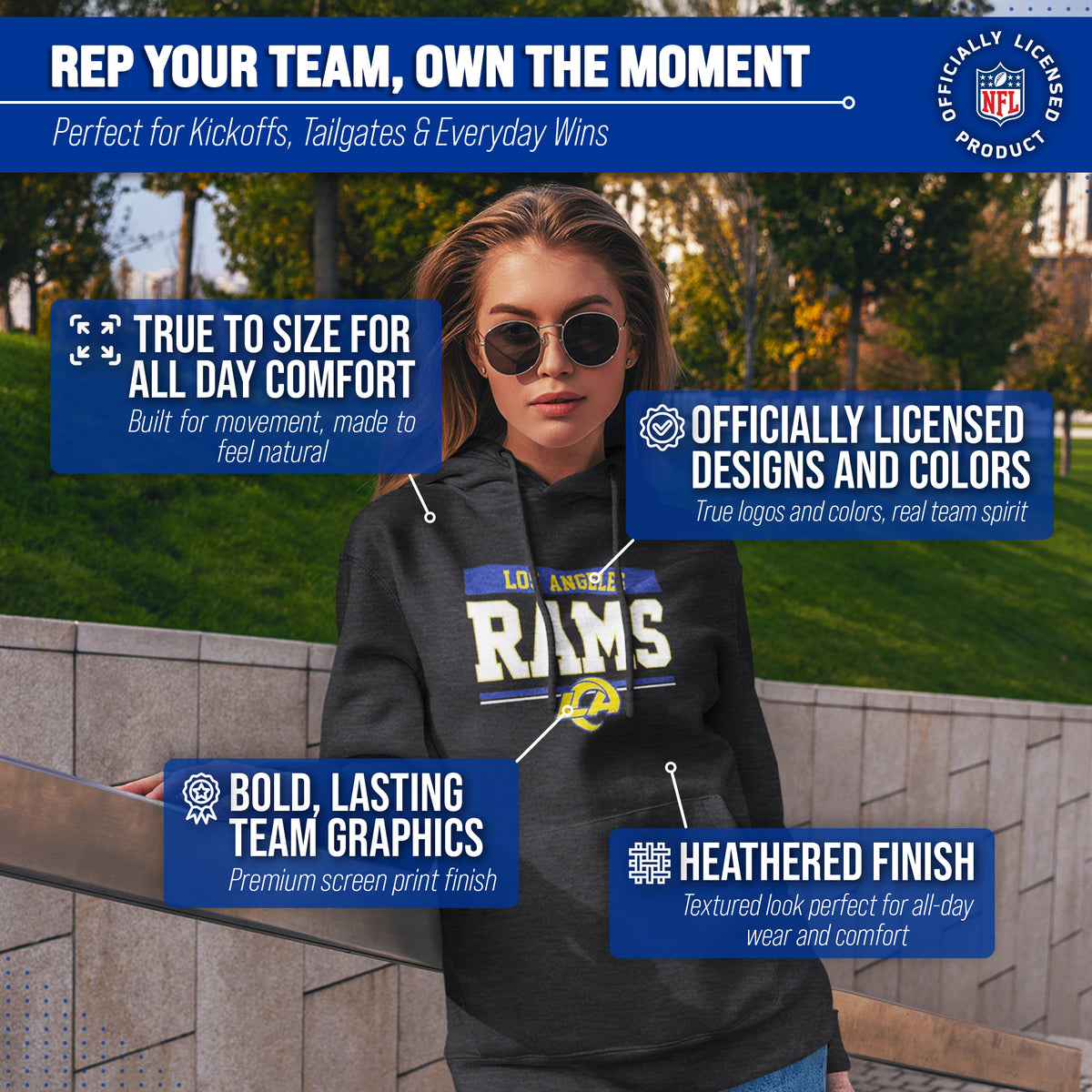 Los Angeles Rams Charcoal Gameday Hoodie - Charcoal