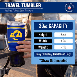 Los Angeles Rams  30 oz Stripe Powder Coat Tumbler | NFL Stainless - Royal