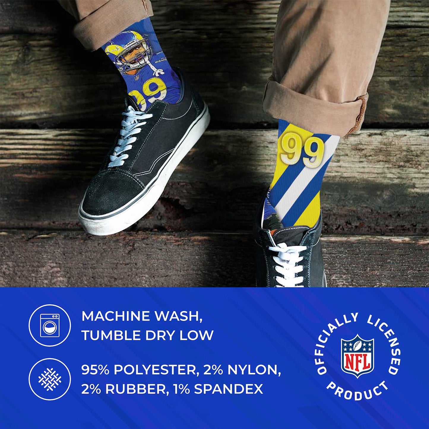 Los Angeles Rams NFL Adult Player Stripe Sock - Blue