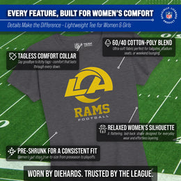 Los Angeles Rams Women's NFL Big Logo T-Shirt Officially Licensed - Charcoal