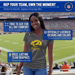 Los Angeles Rams Women's NFL Big Logo T-Shirt Officially Licensed - Charcoal