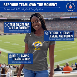 Los Angeles Rams Women's NFL Ultimate Fan Logo Short Sleeve T-Shirt - Charcoal