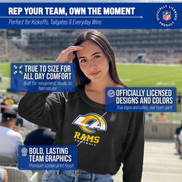 Los Angeles Rams NFL Womens Ultimate Fan French Terry Slouchy Top- Raglan Sleeves - Charcoal