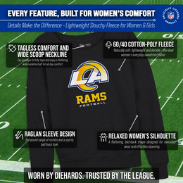 Los Angeles Rams NFL Womens Ultimate Fan French Terry Slouchy Top- Raglan Sleeves - Charcoal
