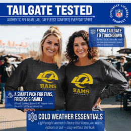 Los Angeles Rams NFL Womens Ultimate Fan French Terry Slouchy Top- Raglan Sleeves - Charcoal