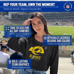 Los Angeles Rams NFL Womens Ultimate Fan French Terry Slouchy Top- Raglan Sleeves - Charcoal