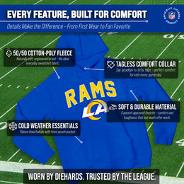 Los Angeles Rams NFL Youth Home Team Hoodie- Kids Hooded Sweatshirt - Royal
