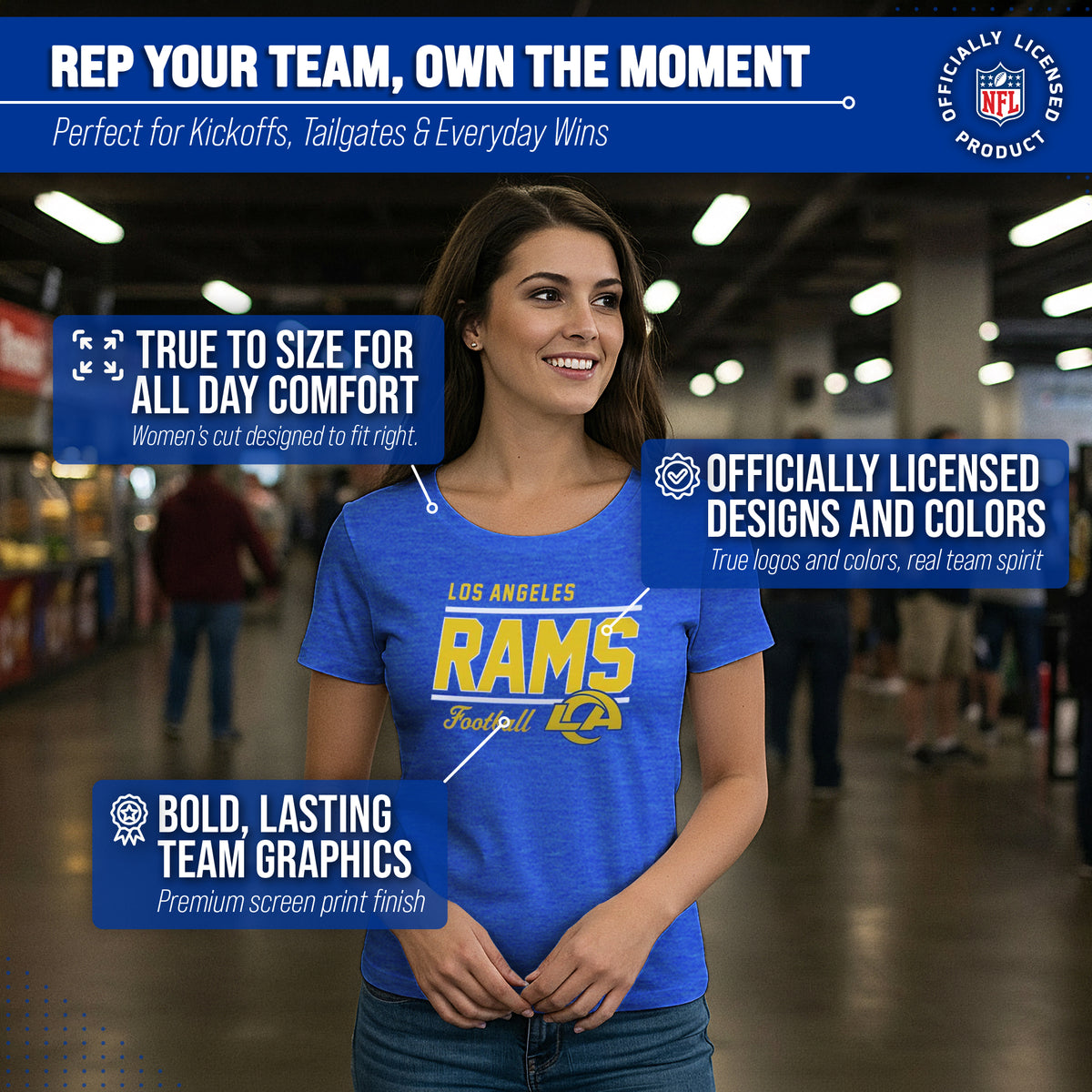 Los Angeles Rams Rams Women's NFL Gameday T-Shirt - Royal