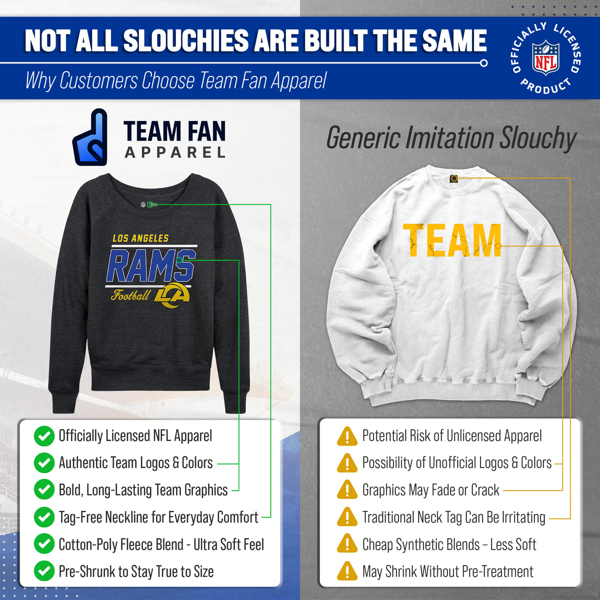 Los Angeles Rams Women's Gameday Crewneck Sweatshirt Long Sleeve - Charcoal