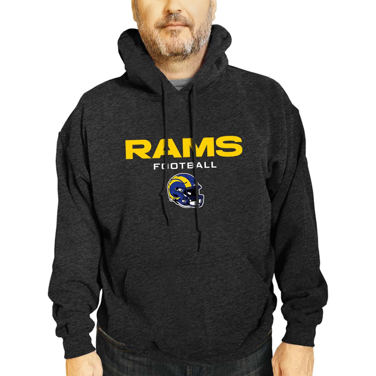 Los Angeles Rams Adult NFL Football Helmet Heather Hooded Sweatshirt  - Charcoal