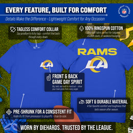 Los Angeles Rams NFL Pro Football Final Countdown Adult Cotton-Poly Short Sleeved T-Shirt For Men & Women - Royal