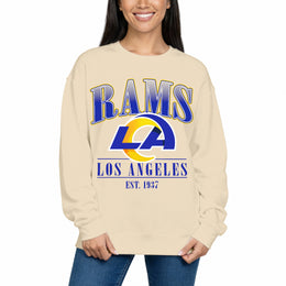 Los Angeles Rams Womens NFL Starstruck Crewneck Pullover - Cream