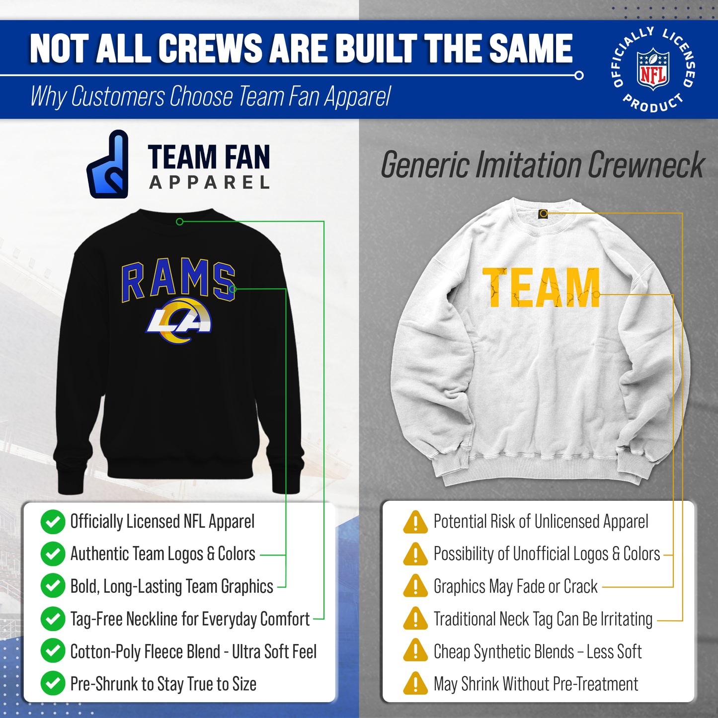 Los Angeles Rams NFL Home Team Crew - Black