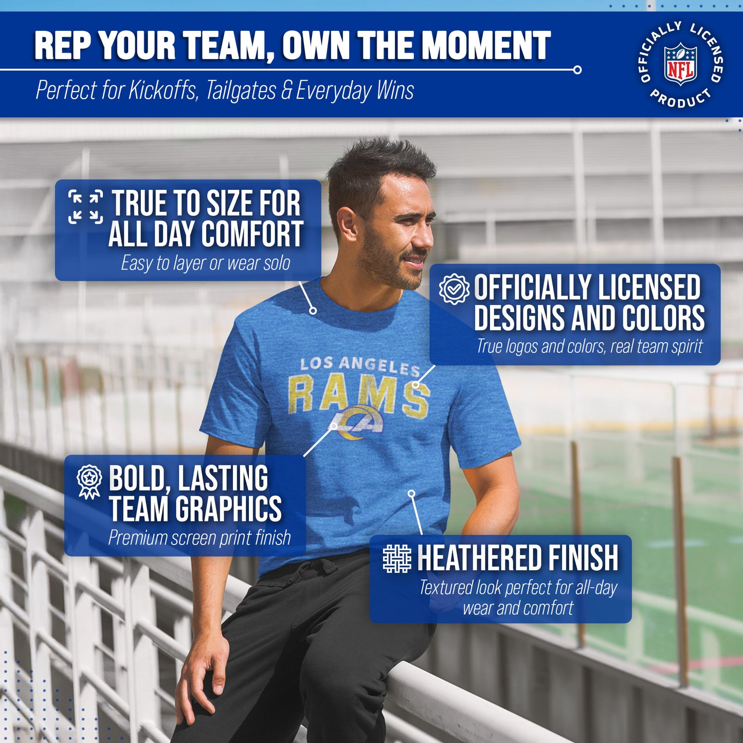 Los Angeles Rams NFL Starting Fresh Short Sleeve Heather T-Shirt - Royal