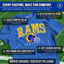 Los Angeles Rams NFL Adult All Star Heather Tag-Less T-Shirt - Blue Heather