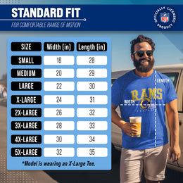 Los Angeles Rams NFL Adult All Star Heather Tag-Less T-Shirt - Blue Heather