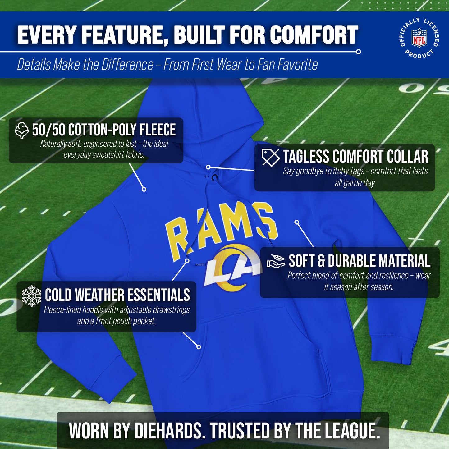 Los Angeles Rams NFL Home Team Hoodie - Royal