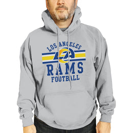 Los Angeles Rams NFL Team Stripe Hooded Sweatshirt- Soft Pullover Sports Hoodie For Men & Women - Sport Gray