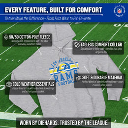Los Angeles Rams NFL Team Stripe Hooded Sweatshirt- Soft Pullover Sports Hoodie For Men & Women - Sport Gray