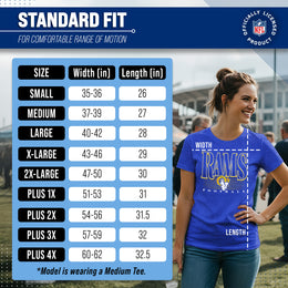 Los Angeles Rams NFL Womens Overtime Blueprint Tag-Less T-Shirt - Royal