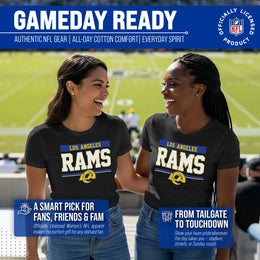 Los Angeles Rams Women's NFL Charcoal Tagless T-Shirt Cotton Blend - Charcoal