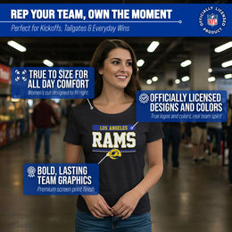 Los Angeles Rams Women's NFL Charcoal Tagless T-Shirt Cotton Blend - Charcoal